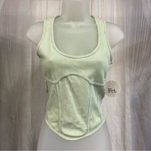 Green Corset Tank Top Bustier Camisole Ribbed Fitted XL Y2K Trend Top NWT Summer